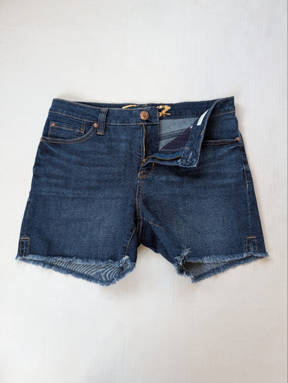 Seven7 The Weekend Short Frayed Hem Denim Jean Shorts 6 Curious Indigo Wash - Picture 5 of 13